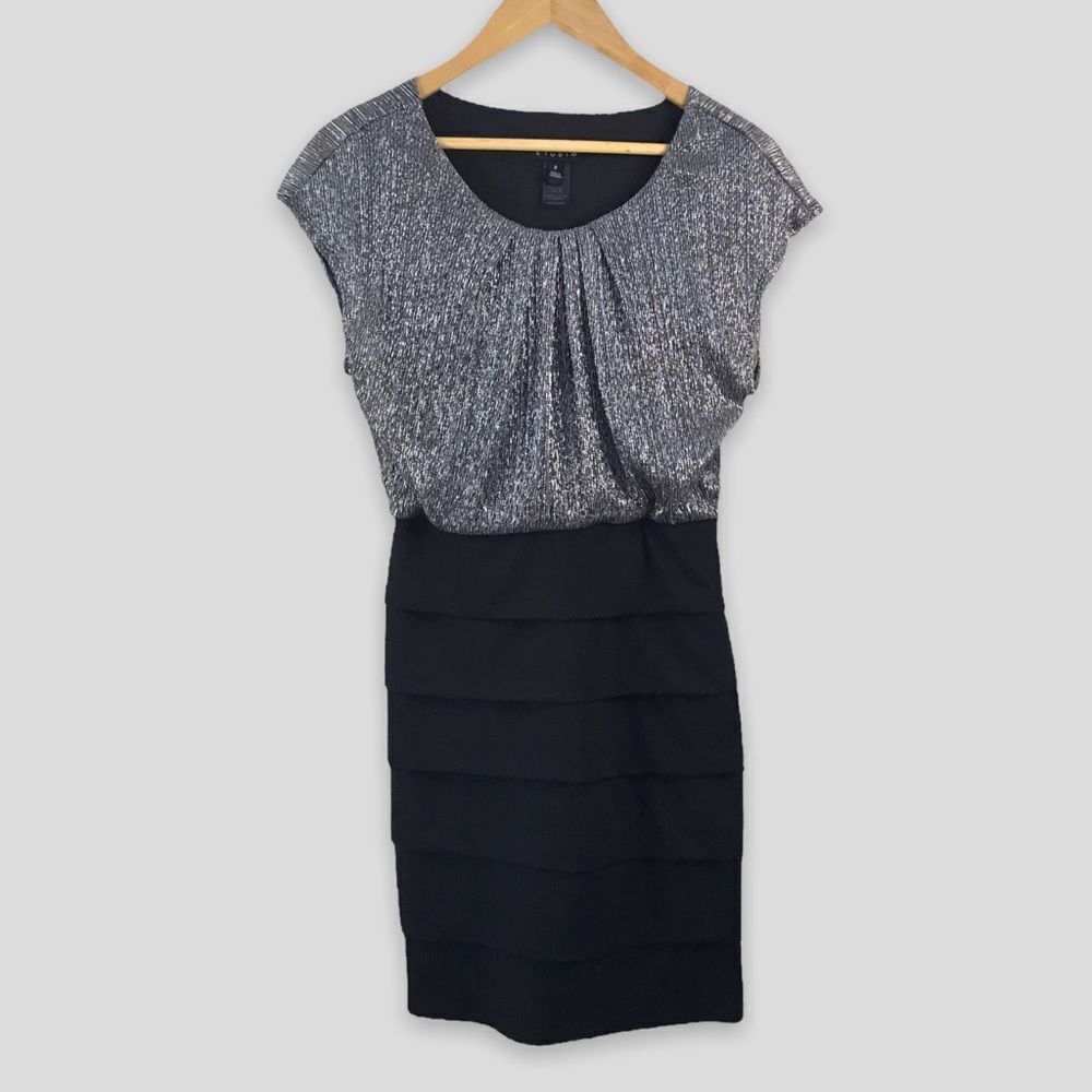Enfocus Studio black & silver mini dress size 8